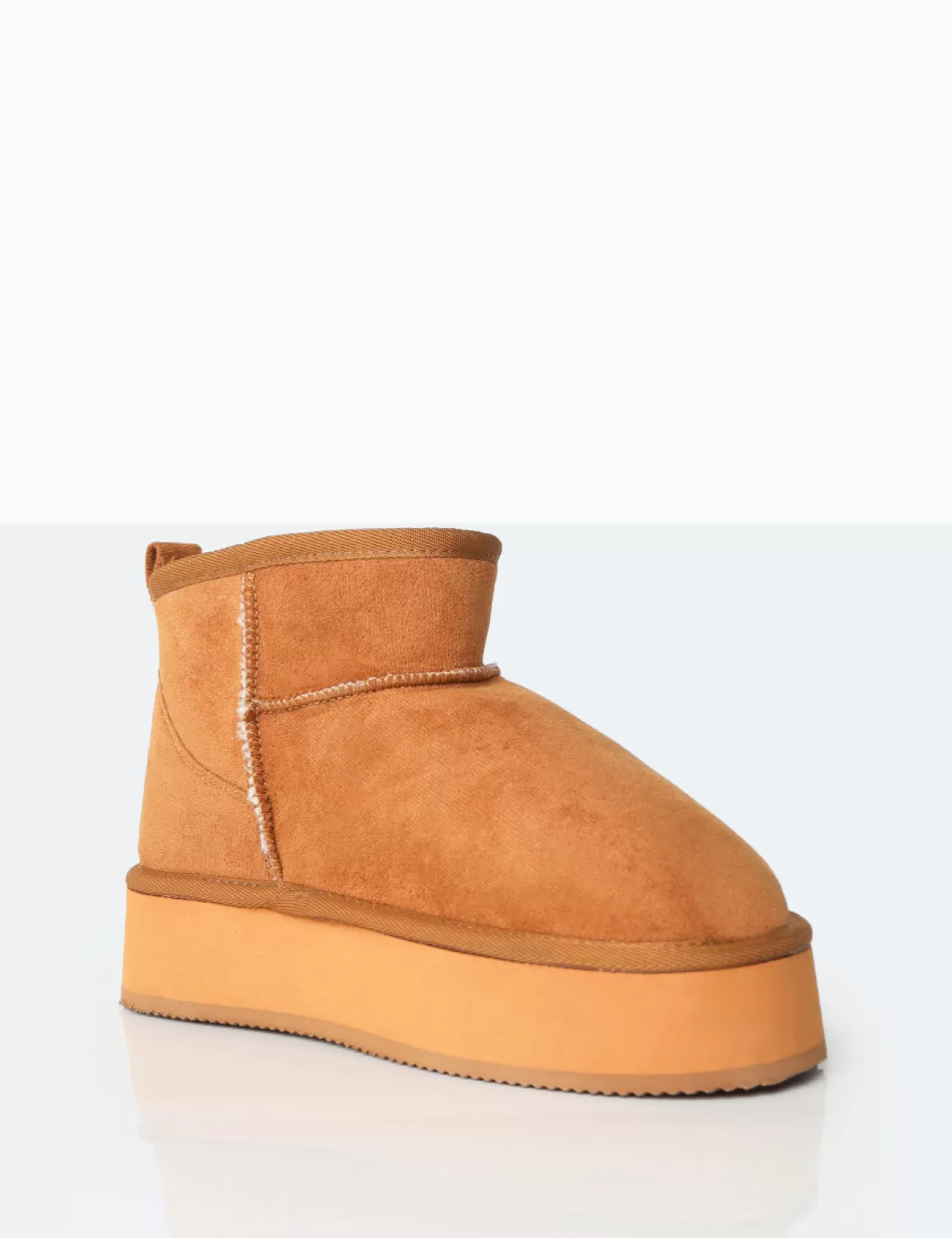 Public Desire Theo Chestnut Brown Faux Suede Ultra Mini Ankle Platform Boots Best