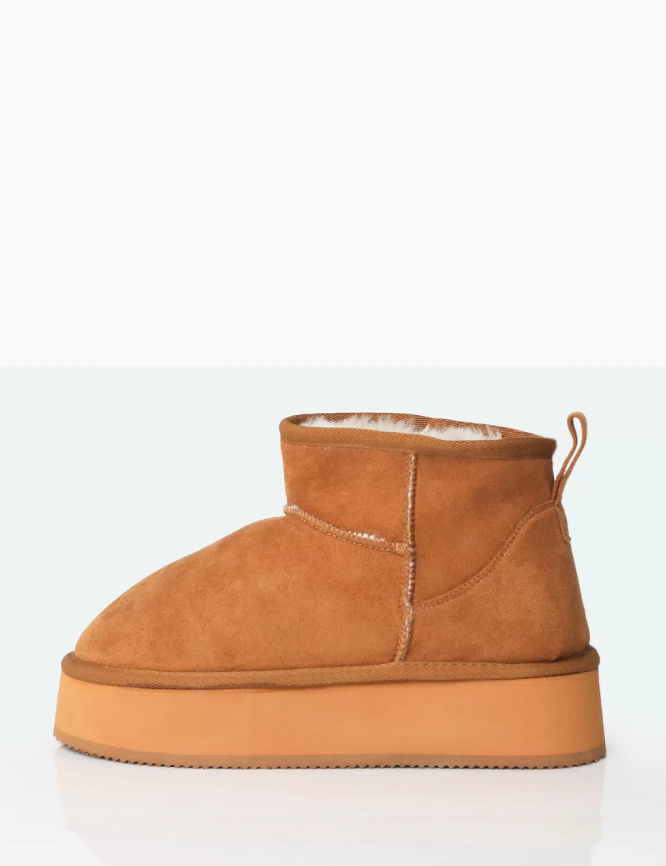Public Desire Theo Chestnut Brown Faux Suede Ultra Mini Ankle Platform Boots Best