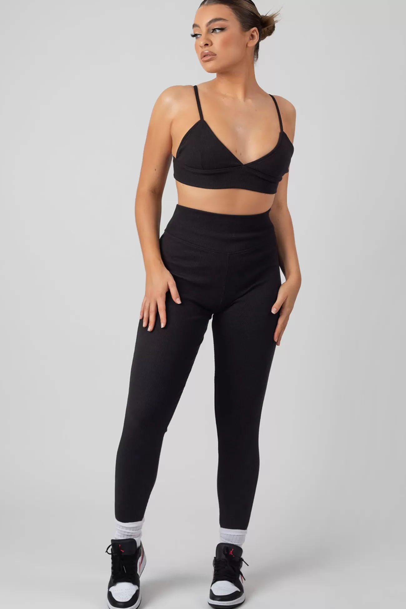 Public Desire Thick Waistband Ribbed Leggings Black Best