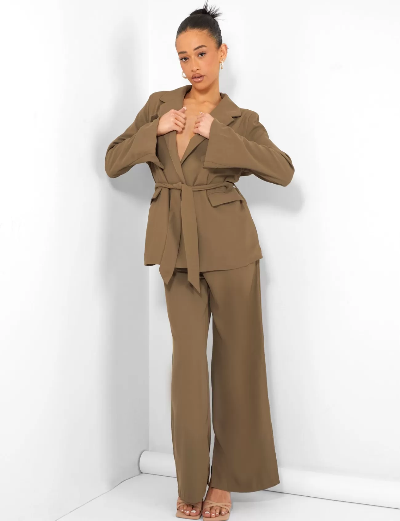 Public Desire Tie Waist Blazer Khaki Best