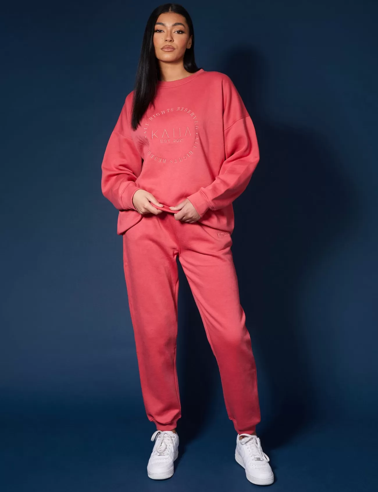 Public Desire Tonal Embroidery Joggers Coral Cheap