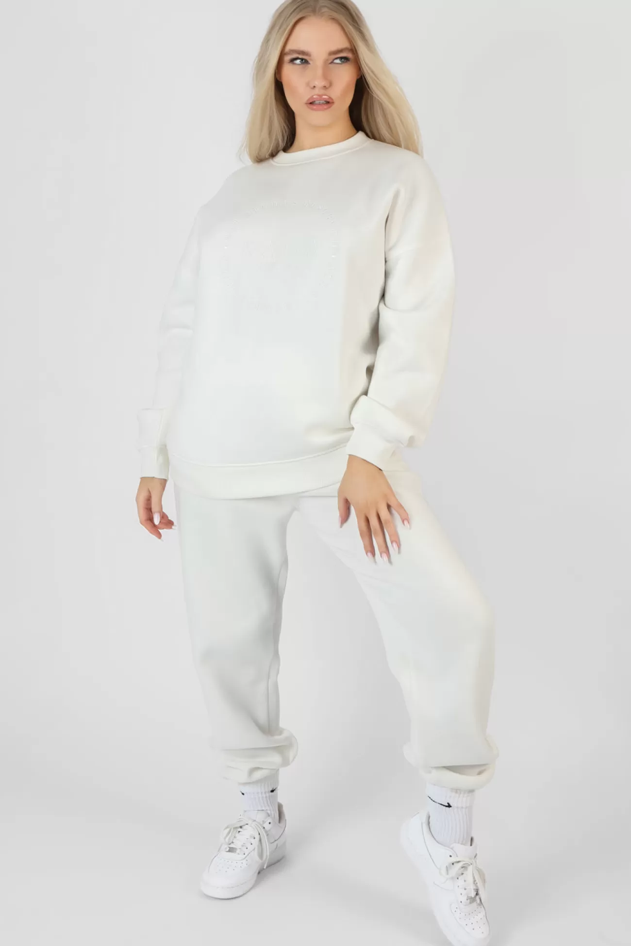 Public Desire Tonal Embroidery Joggers Ecru Store