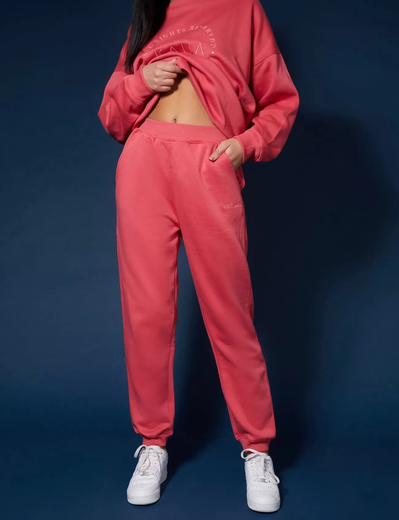 Public Desire Tonal Embroidery Joggers Coral Cheap