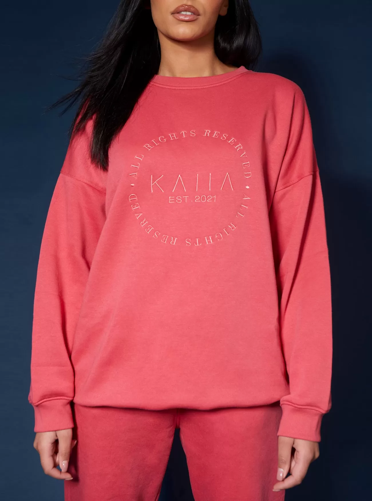 Public Desire Tonal Embroidery Sweatshirt Coral Sale