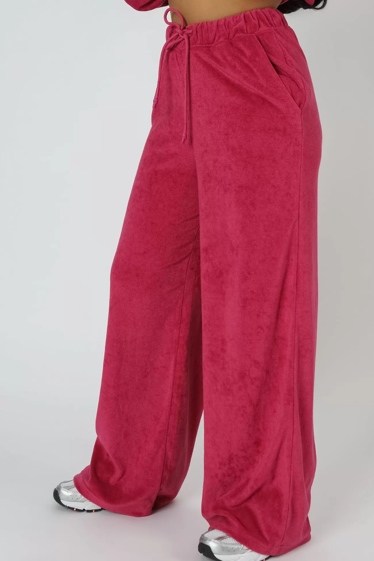 Public Desire Towelling Wide Leg Joggers Pink Shop