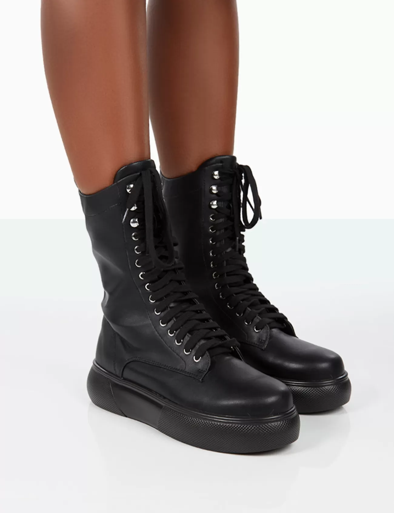 Public Desire Travis Pu Lace Up Platform Chunky Sole Boots Black Shop