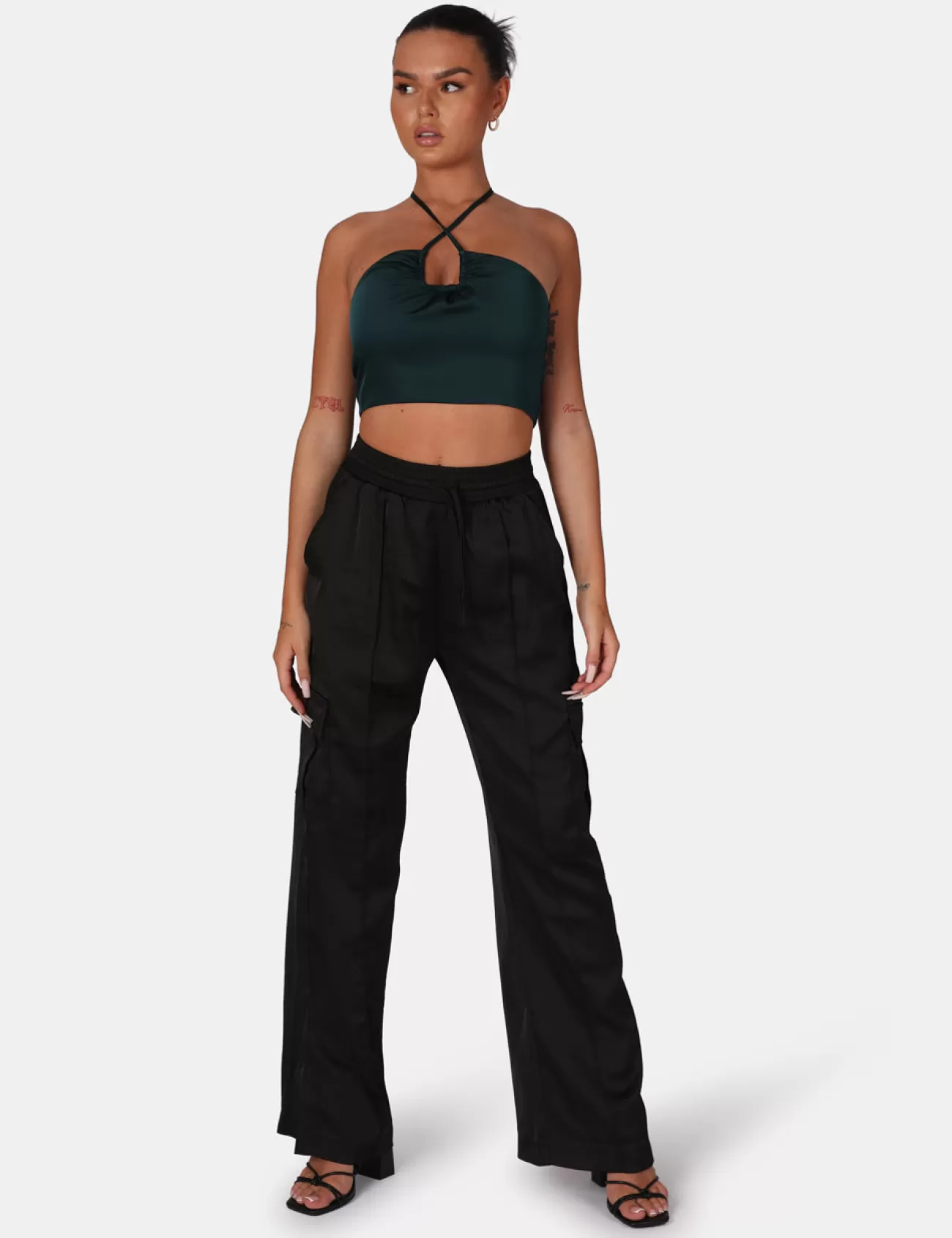 Public Desire U Trim Satin Bralet Forest Green Shop