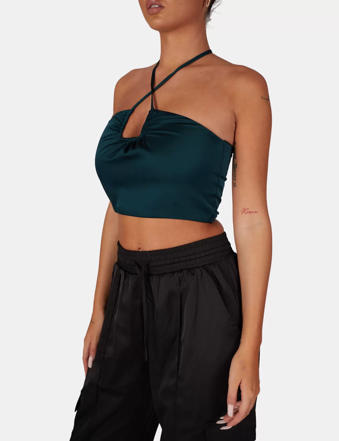 Public Desire U Trim Satin Bralet Forest Green Shop