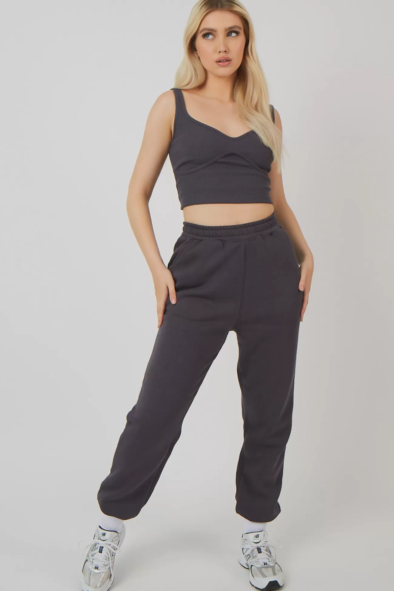 Public Desire Underbust Longline Top Dark Grey Store