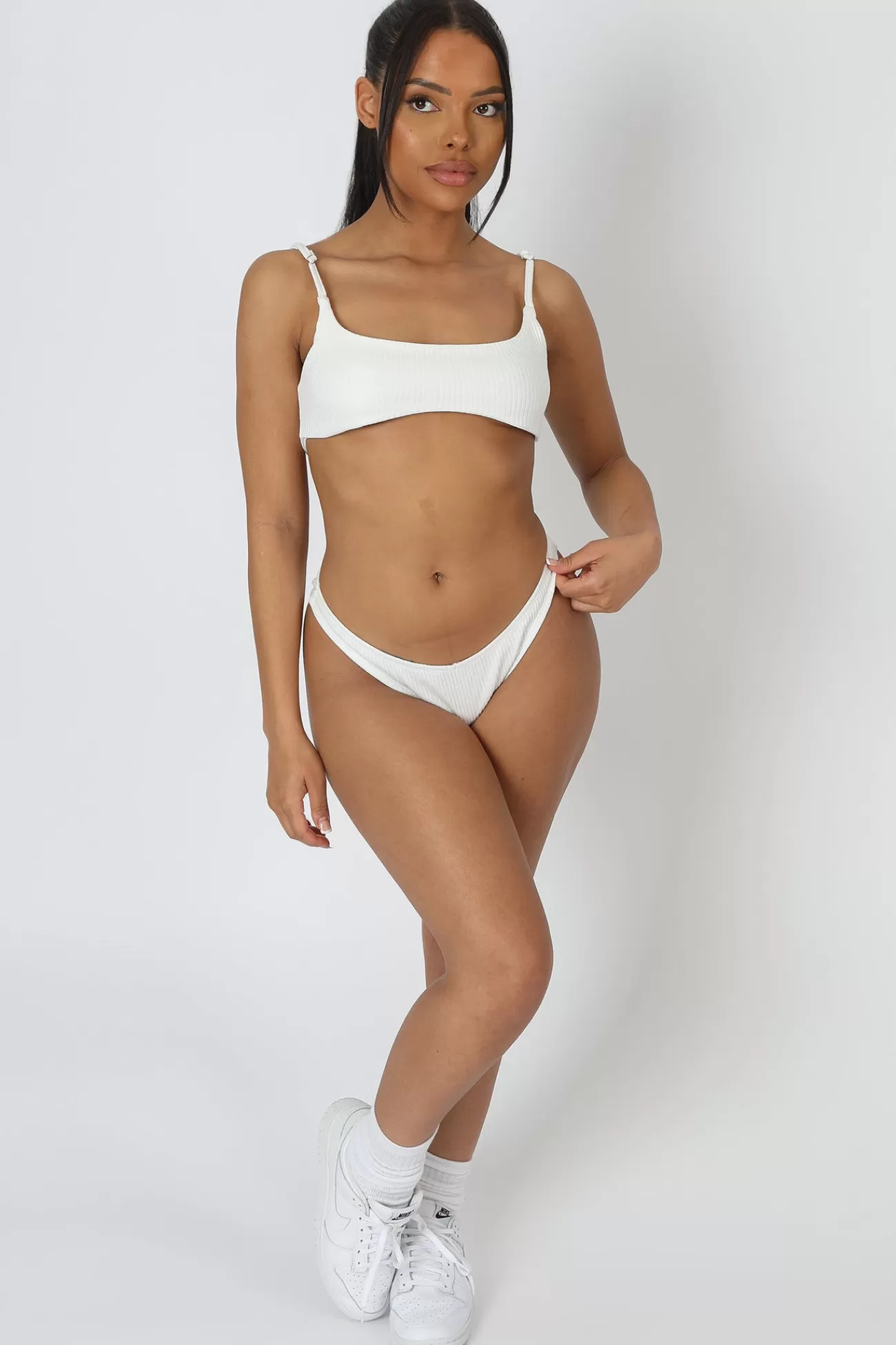 Public Desire Underbust Ribbed Bra Ivory Hot