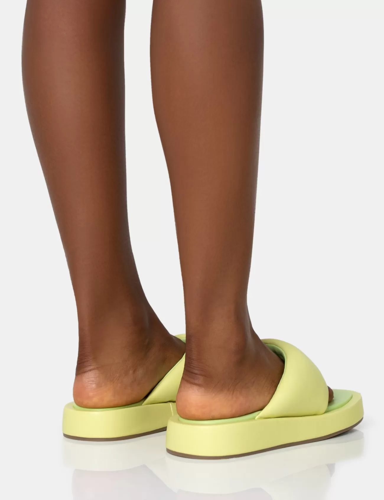 Public Desire Vacay Lime Contrast Padded Square Toe Flip Flop Sandals Store