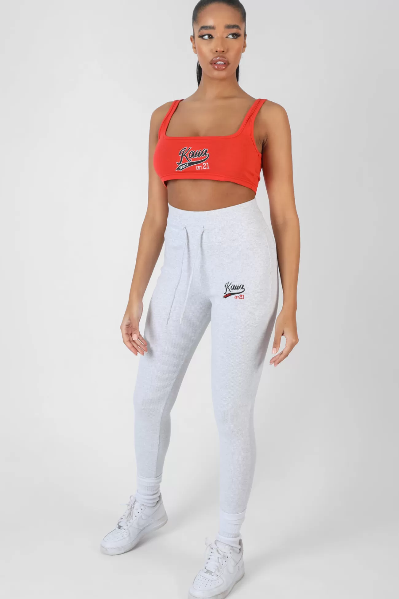 Public Desire Varsity Embroidery Crop Top Flame Red Hot