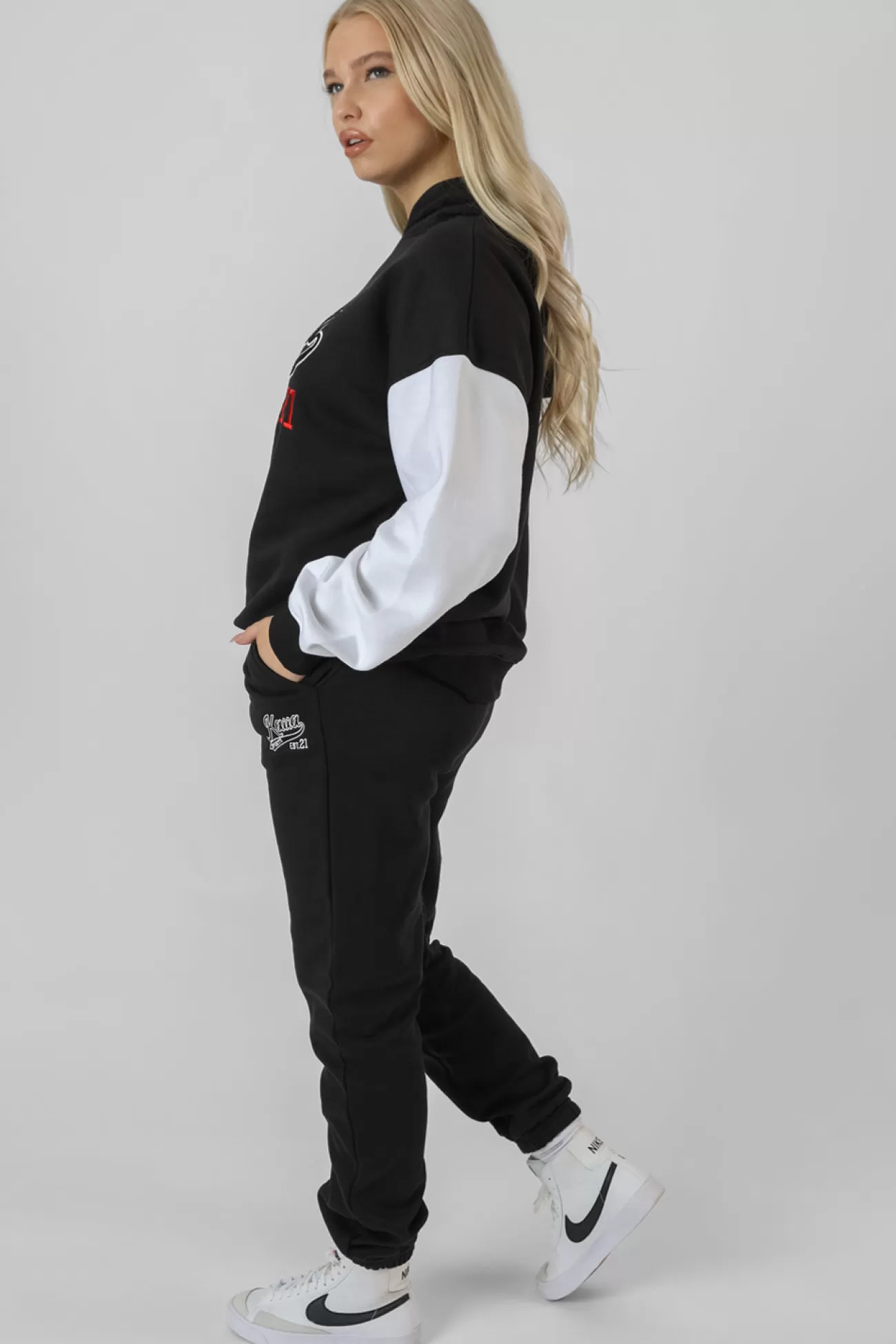 Public Desire Varsity Seam Front 90's Joggers Black Cheap