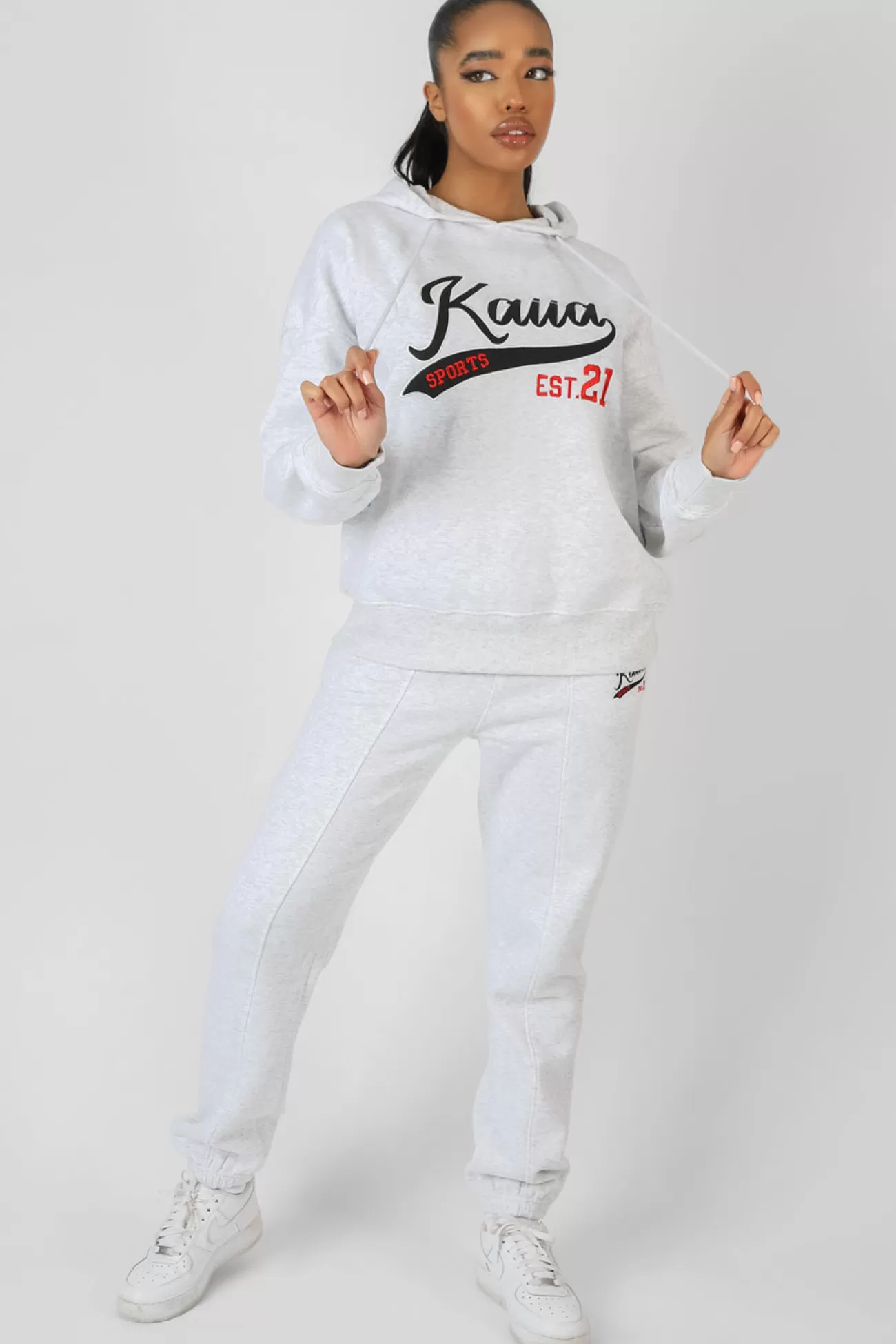 Public Desire Varsity Seam Front 90's Joggers Marl Oatmeal Cheap
