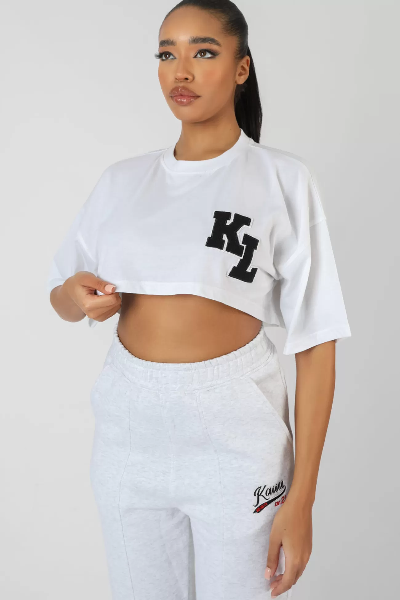 Public Desire Varsity Super Cropped T-Shirt White Shop