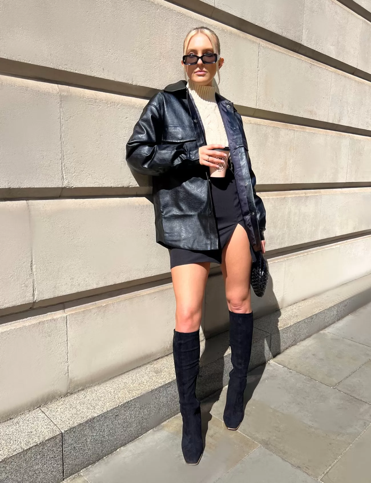 Public Desire Vegan Leather Pocket Oversized Shacket Black Best Sale