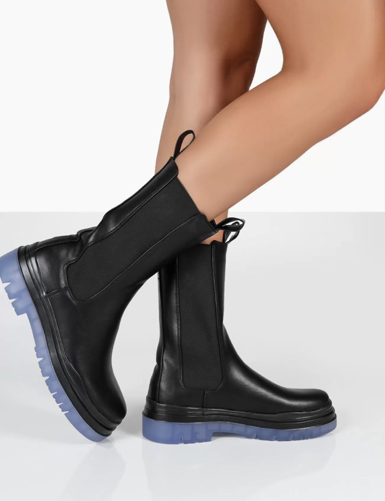Public Desire Winter Ankle Chunky Sole Chelsea Boots Black Store