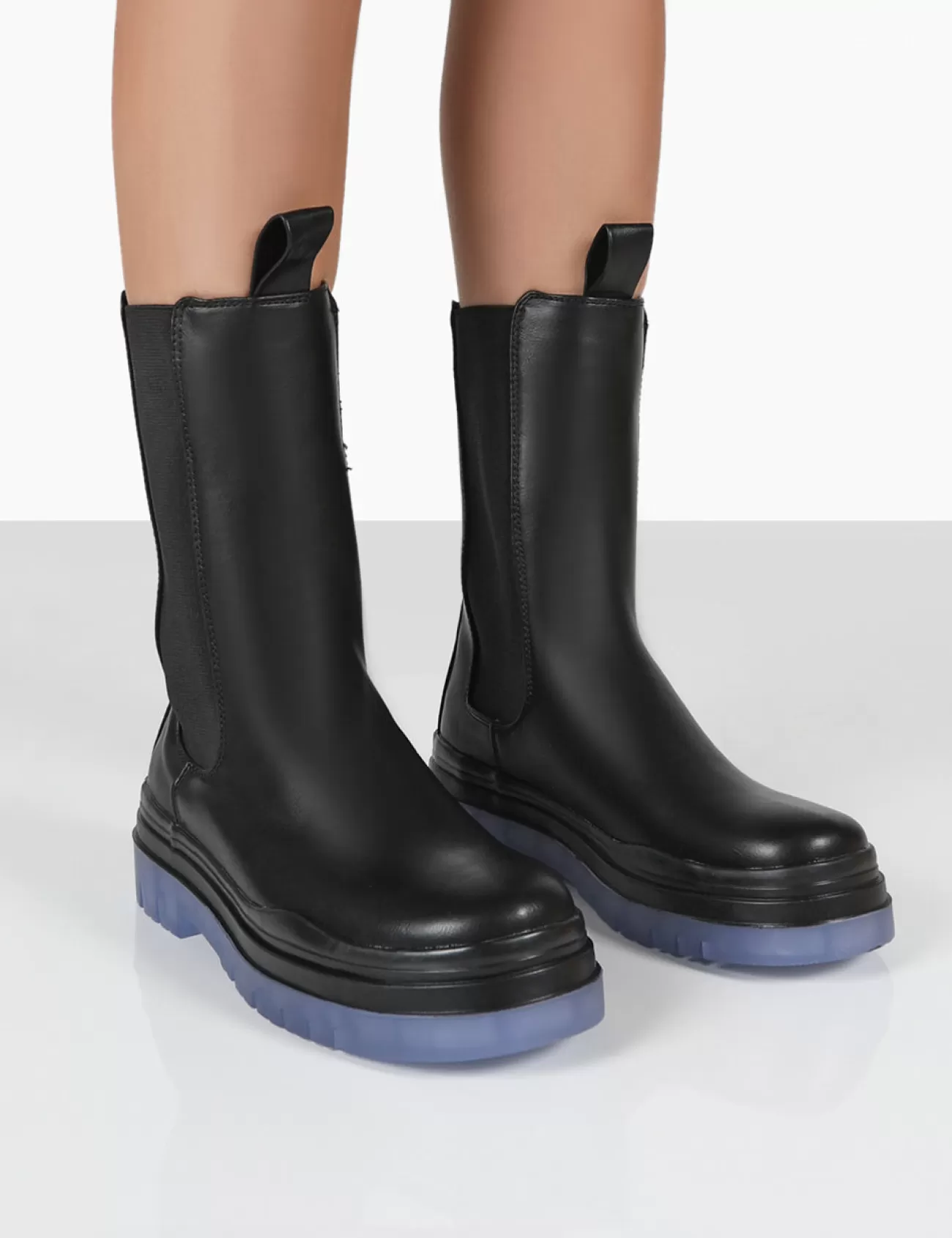 Public Desire Winter Wide Fit Ankle Chunky Sole Chelsea Boots Black Online