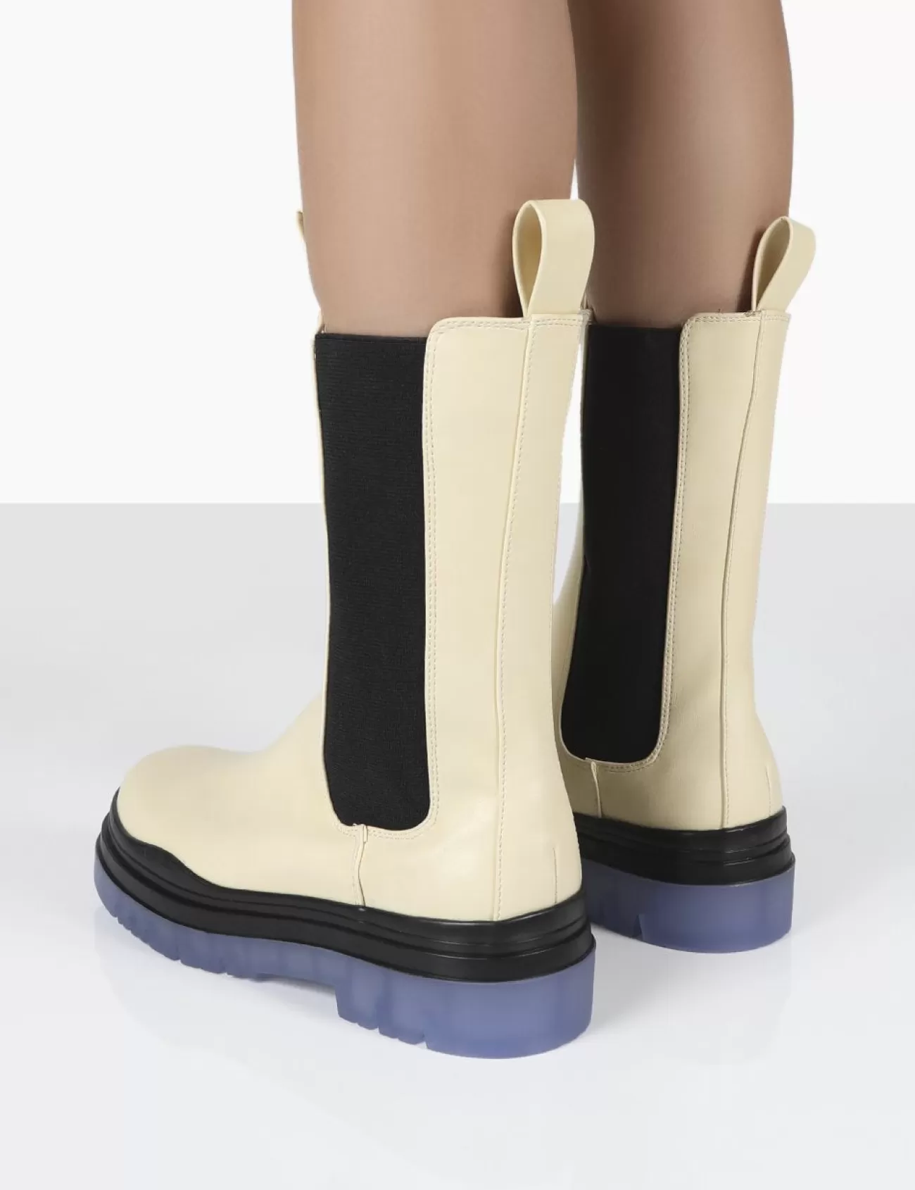 Public Desire Winter Wide Fit Off Ankle Chunky Sole Chelsea Boots White Store