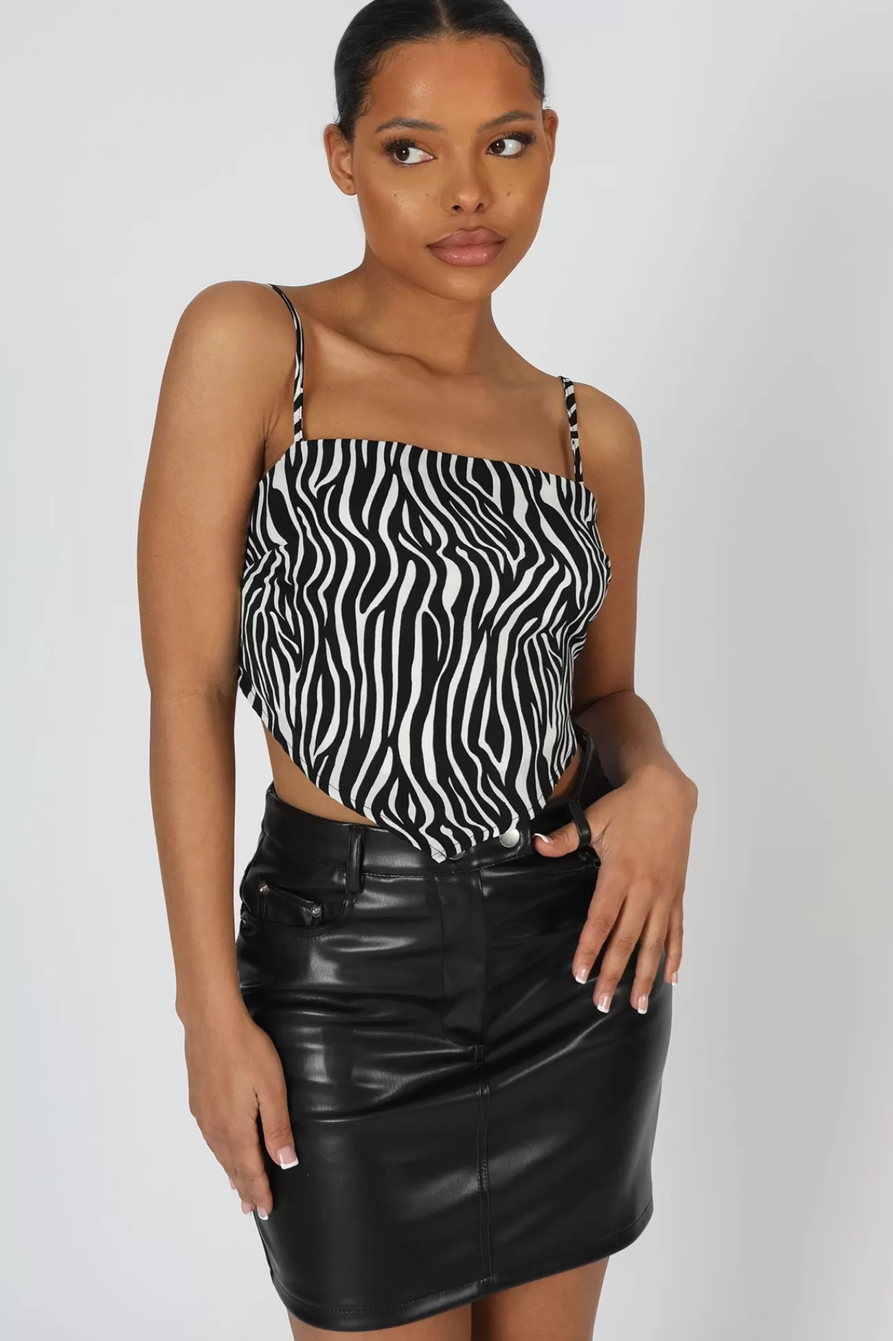 Public Desire Zebra Print Handkerchief Top Multi Best Sale