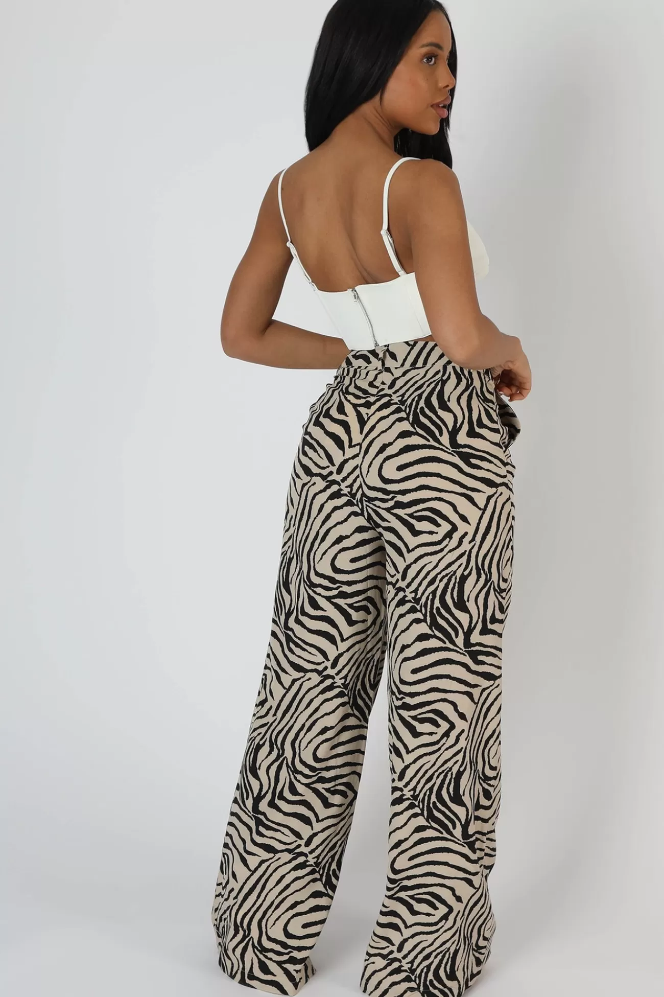 Public Desire Zebra Print Tailored Trousers Stone Flash Sale
