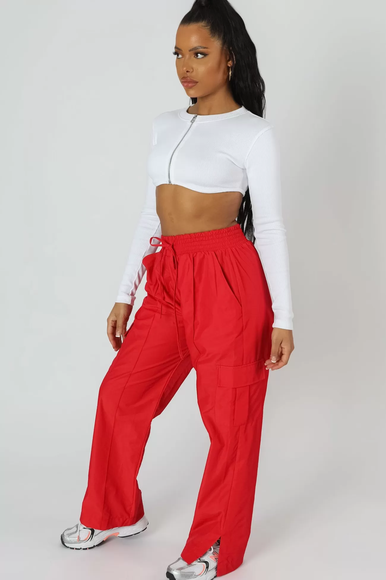 Public Desire Zip Through Underbust Ribbed Top White Hot
