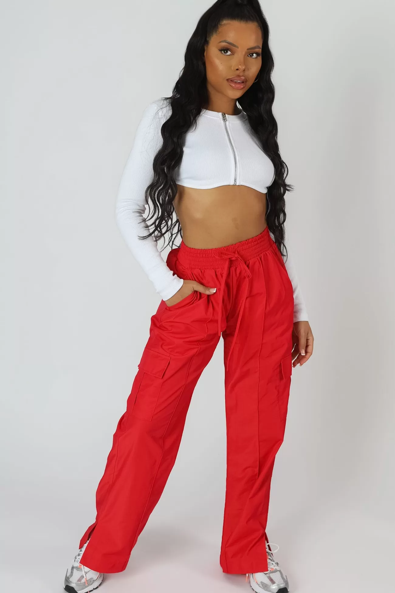Public Desire Zip Through Underbust Ribbed Top White Hot